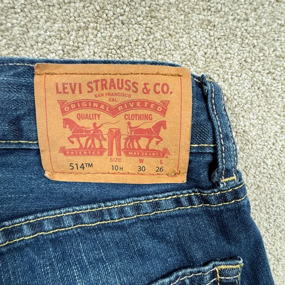 Levis 514 Straight Leg Jeans Dark Wash Blue Denim Mens 30x26 (Actual 30x24.5)